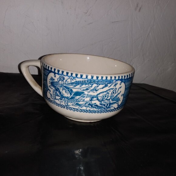 vintage Currier & Ives Royal China flat cup in the blue and white "Star of the R - Picture 1 of 6